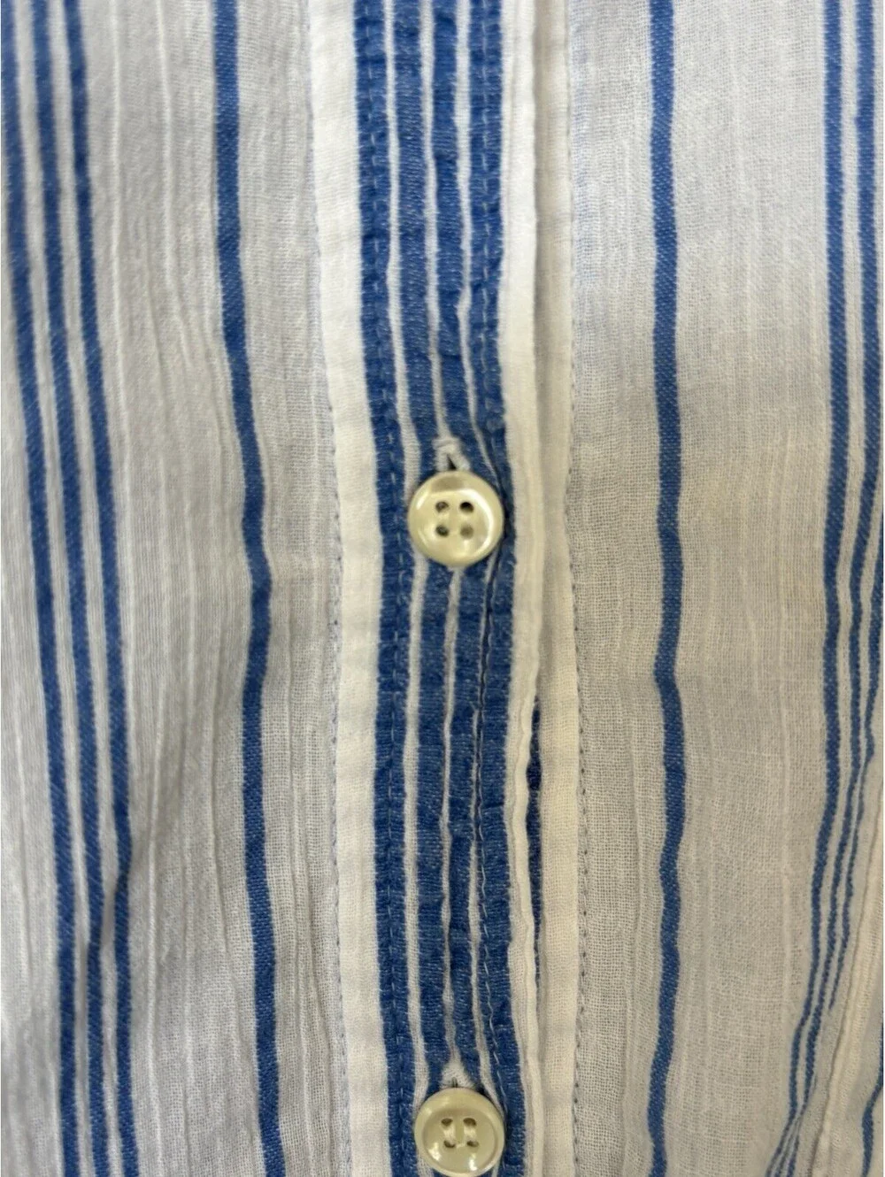 J.Crew Blue/White Striped Woven Cotton Button-Up Long Sleeve Shirt Men's S